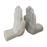 Pair of vintage ceramic hand bookends 70s-80s