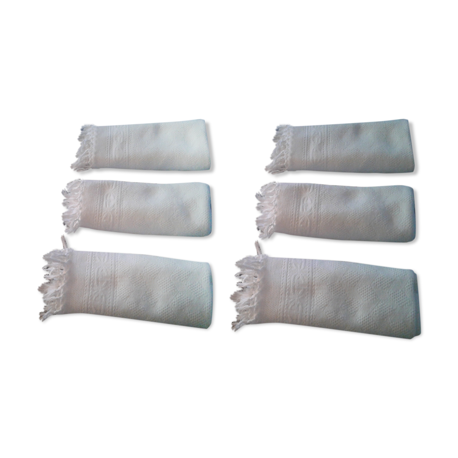 Set de 6 torchons ou serviettes d'invités  et franges