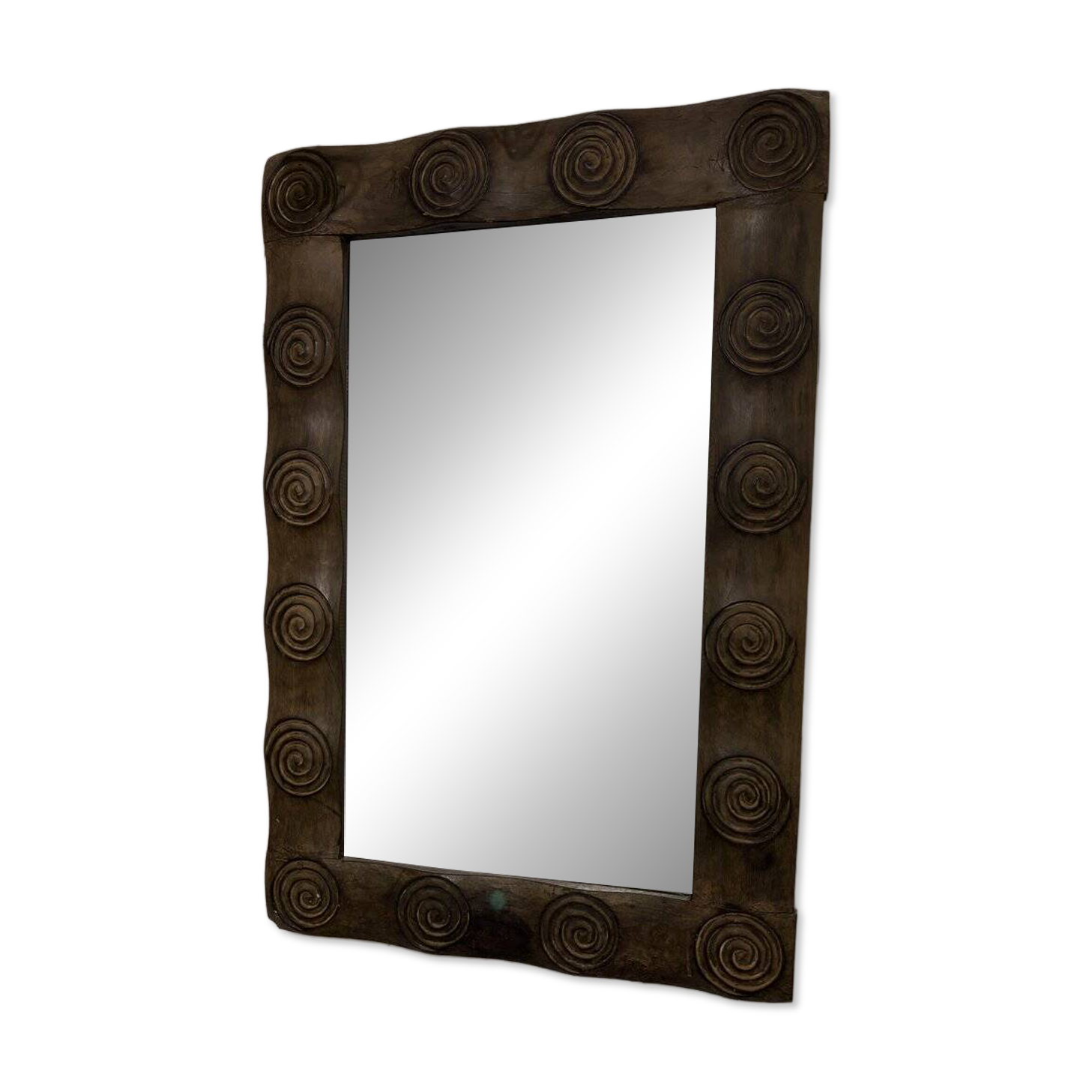 Wall mirror in carved wood (spiral patterns)