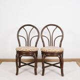 Set of 4 turned wicker chairs, vintage.