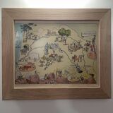 Old illustrated map of the Basque Country Gascony Béarn- JP Pinchon