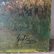 Cottage in the woods, oil on canvas signed