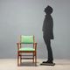 Vintage wooden and fabric armchair, Italian design from the 1950s.