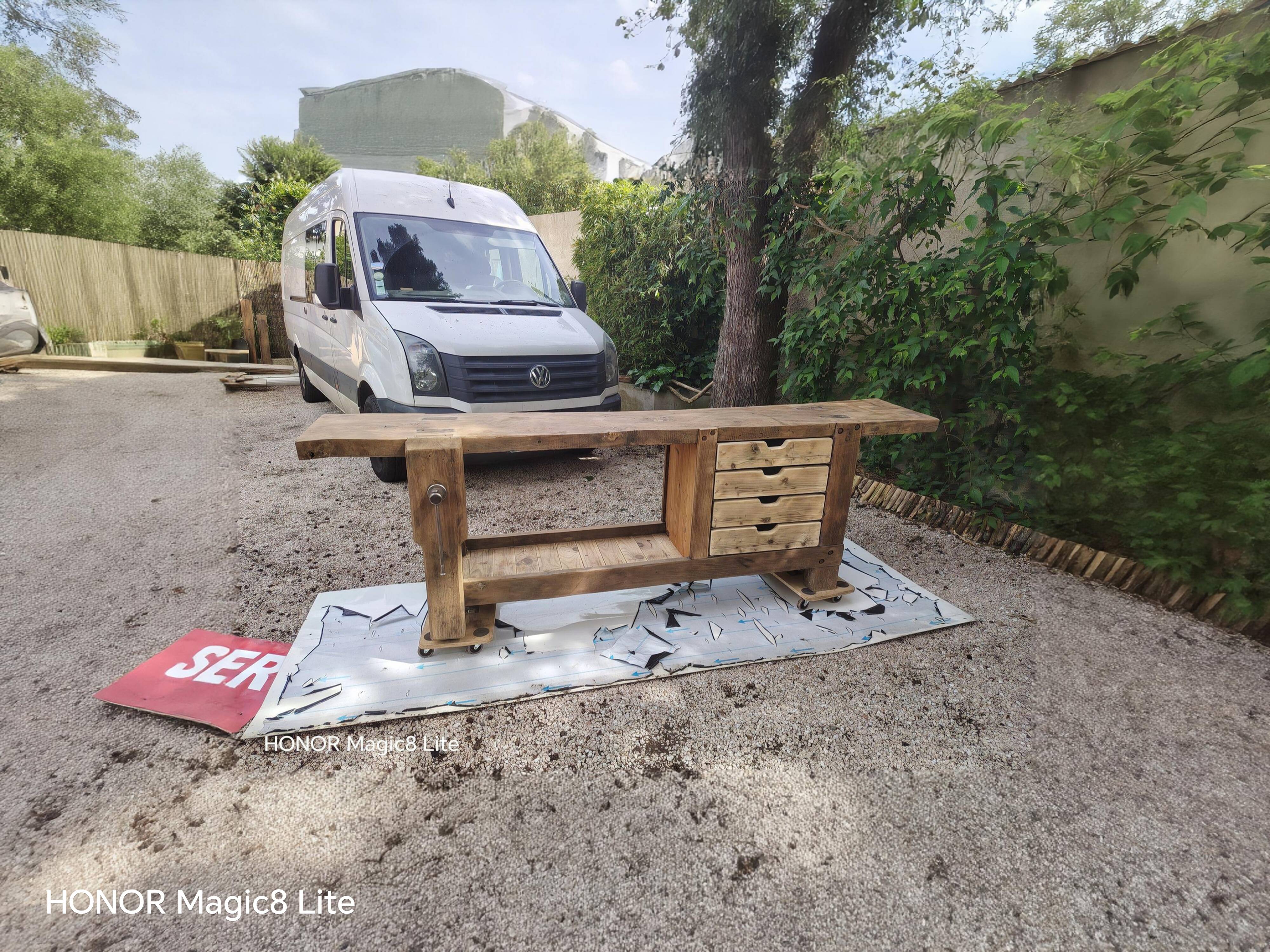 Old carpenter's workbench — industrial/rustic style