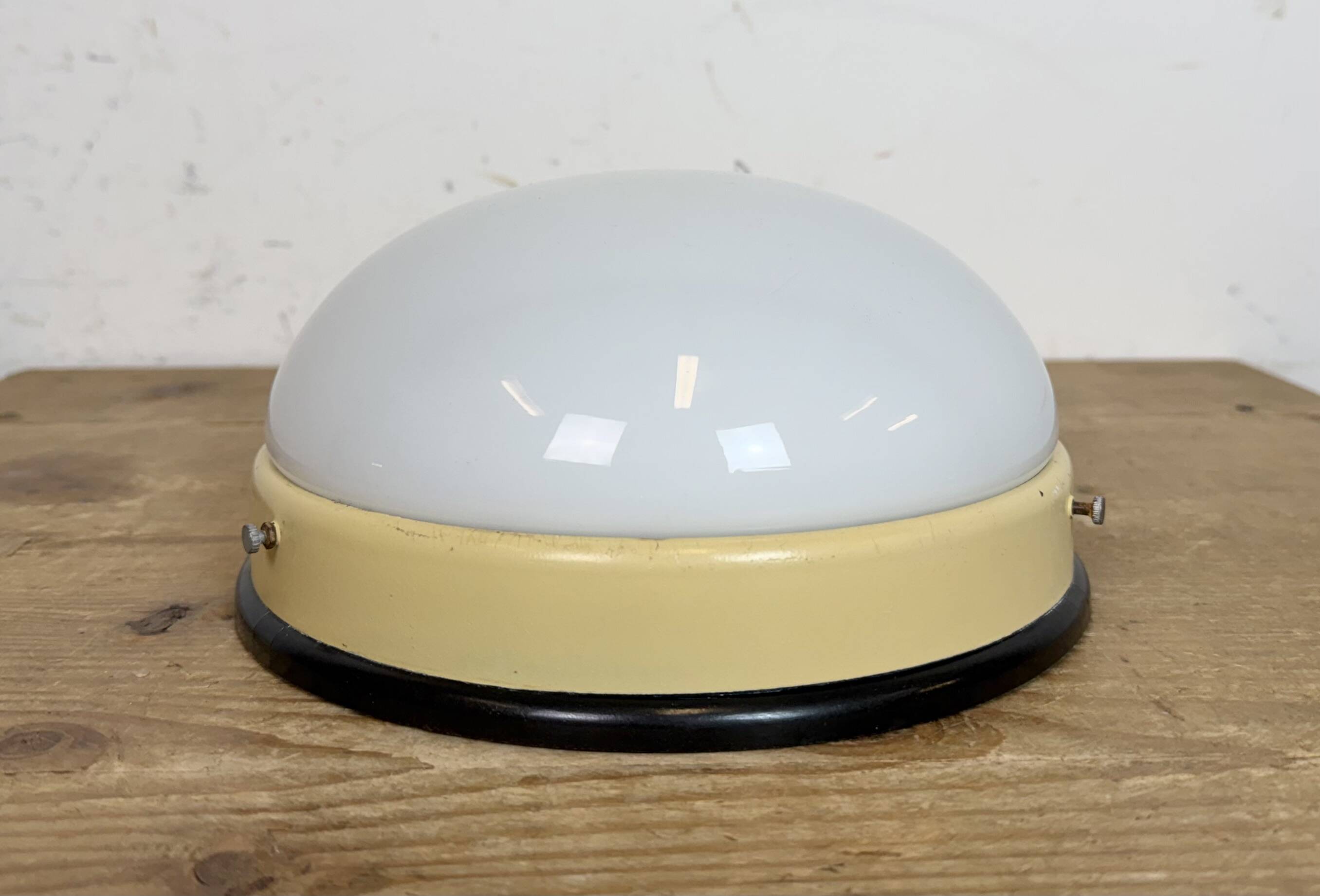 Industrial Bakelite Wall or Ceiling Light with Milk Glass, 1950s