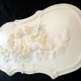 pediment angels in staff (reinforced plaster) 69x37cm