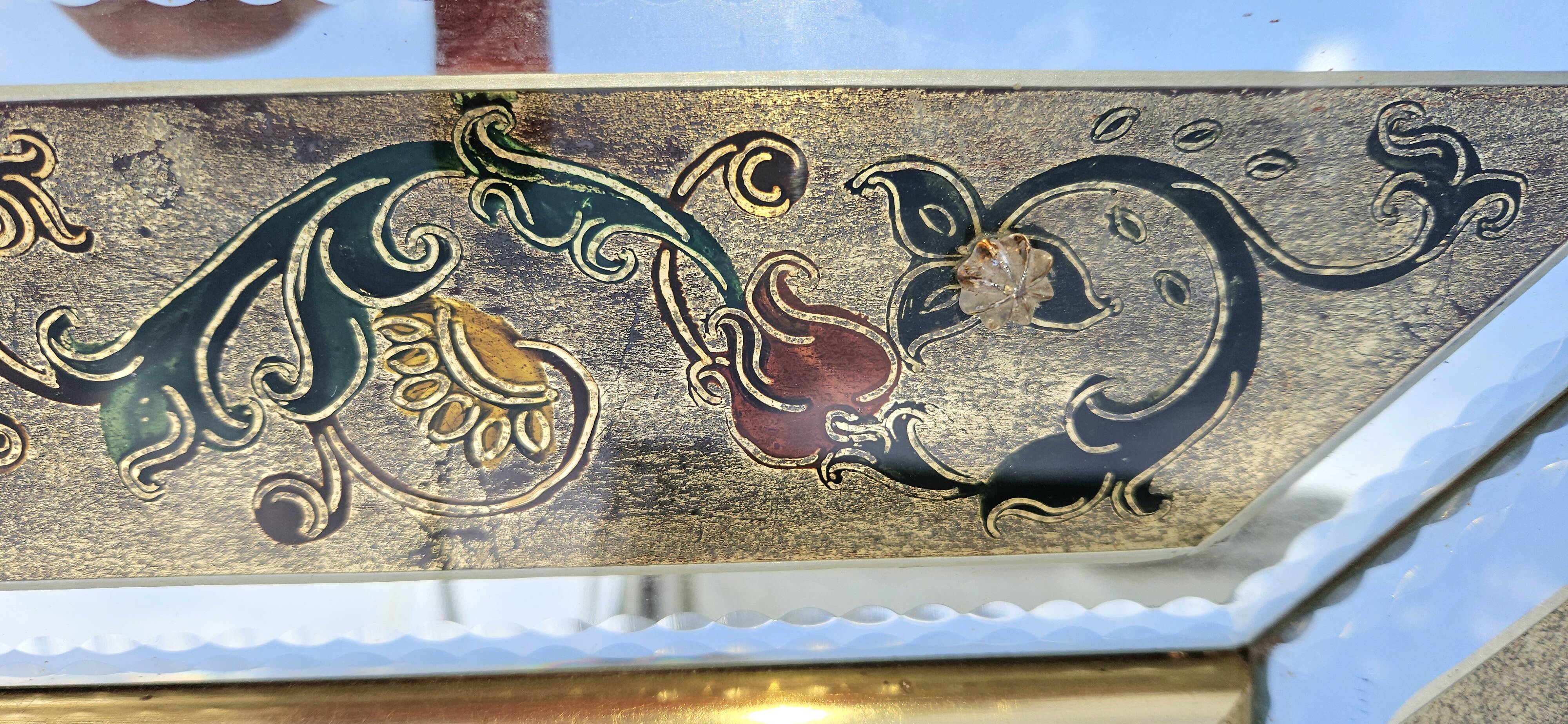 Miroir De Venise avec verre gravé decor floral