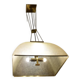 Large Lamperti chandelier made of fiberglass and brass from the 1970s.