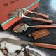 Loro Piana 4-piece mahogany knife and fork set