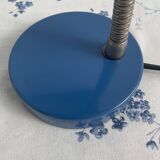 Vintage blue desk lamp, 1970s, flexible chrome metal