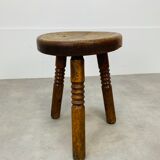 Brutalist tripod stool solid wood