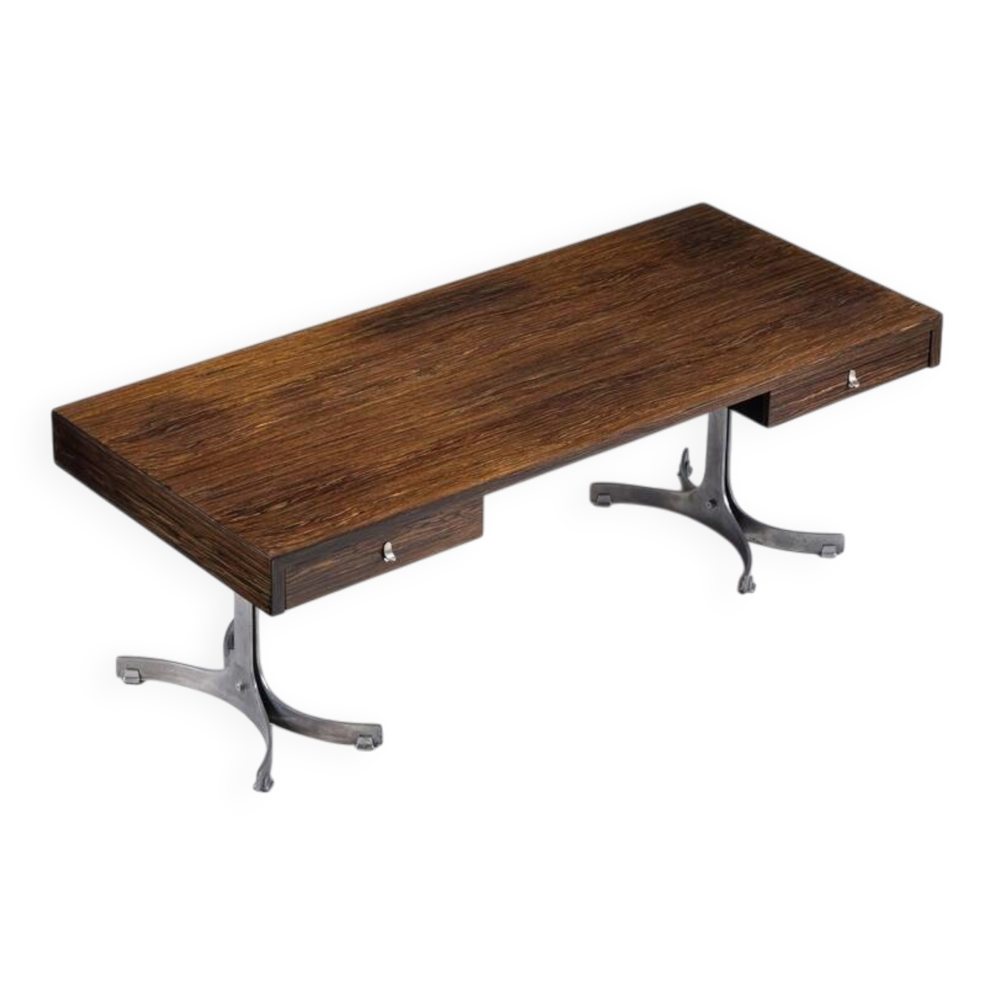 Trau Arredamenti Metallici S.P.A. large desk rosewood Italy 1960