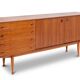 Teak sideboard, with four drawers and two doors. 20th century.