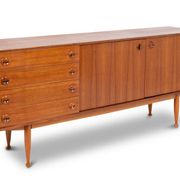 Teak sideboard, with four drawers and two doors. 20th century.