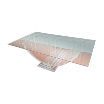 1970s lucite and glass coffee table