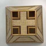 Midcentury pencil reed rattan bamboo and brass table lamp, 1970s