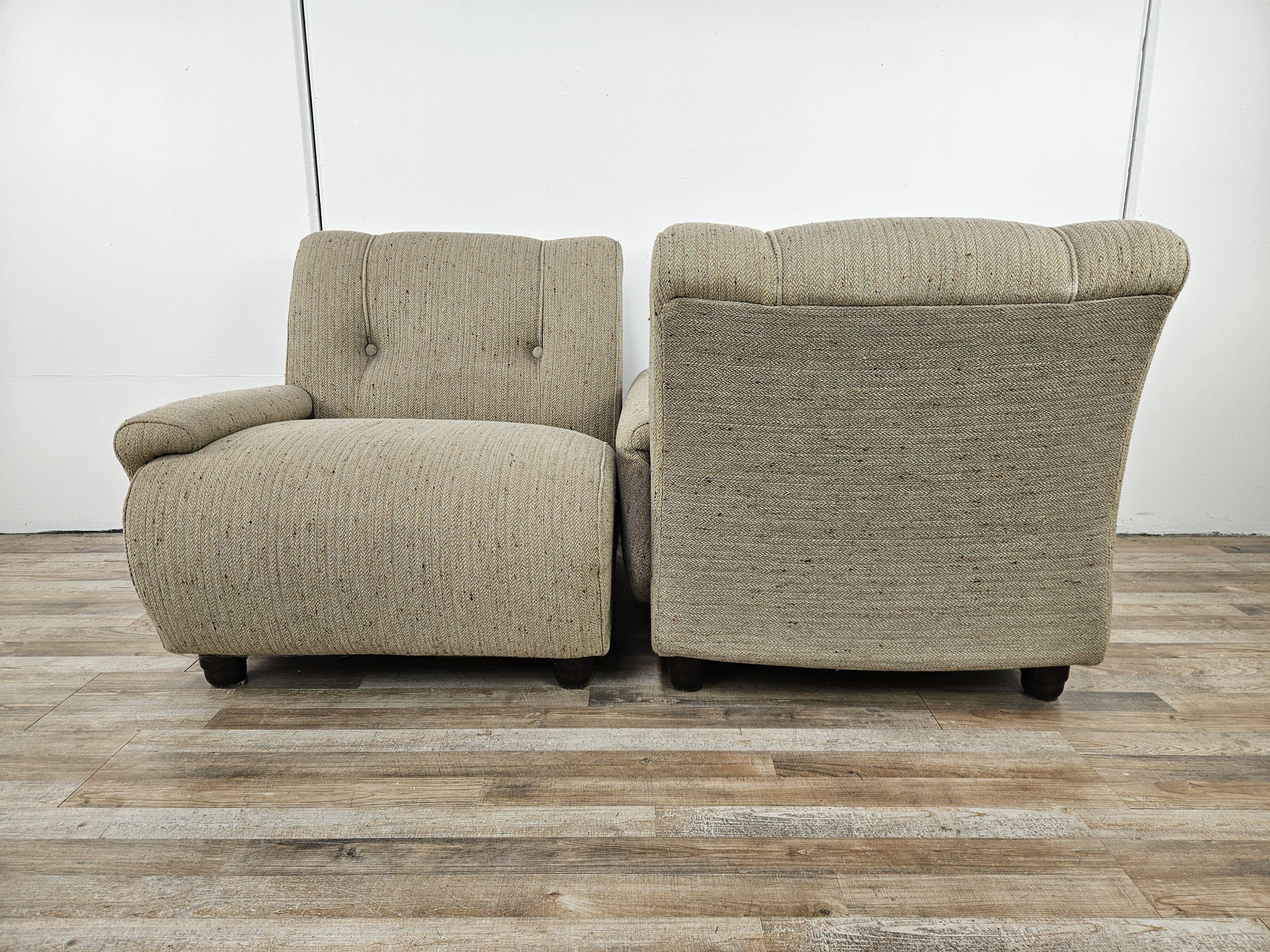 Canapé modulable années 70 à trois places en tissu