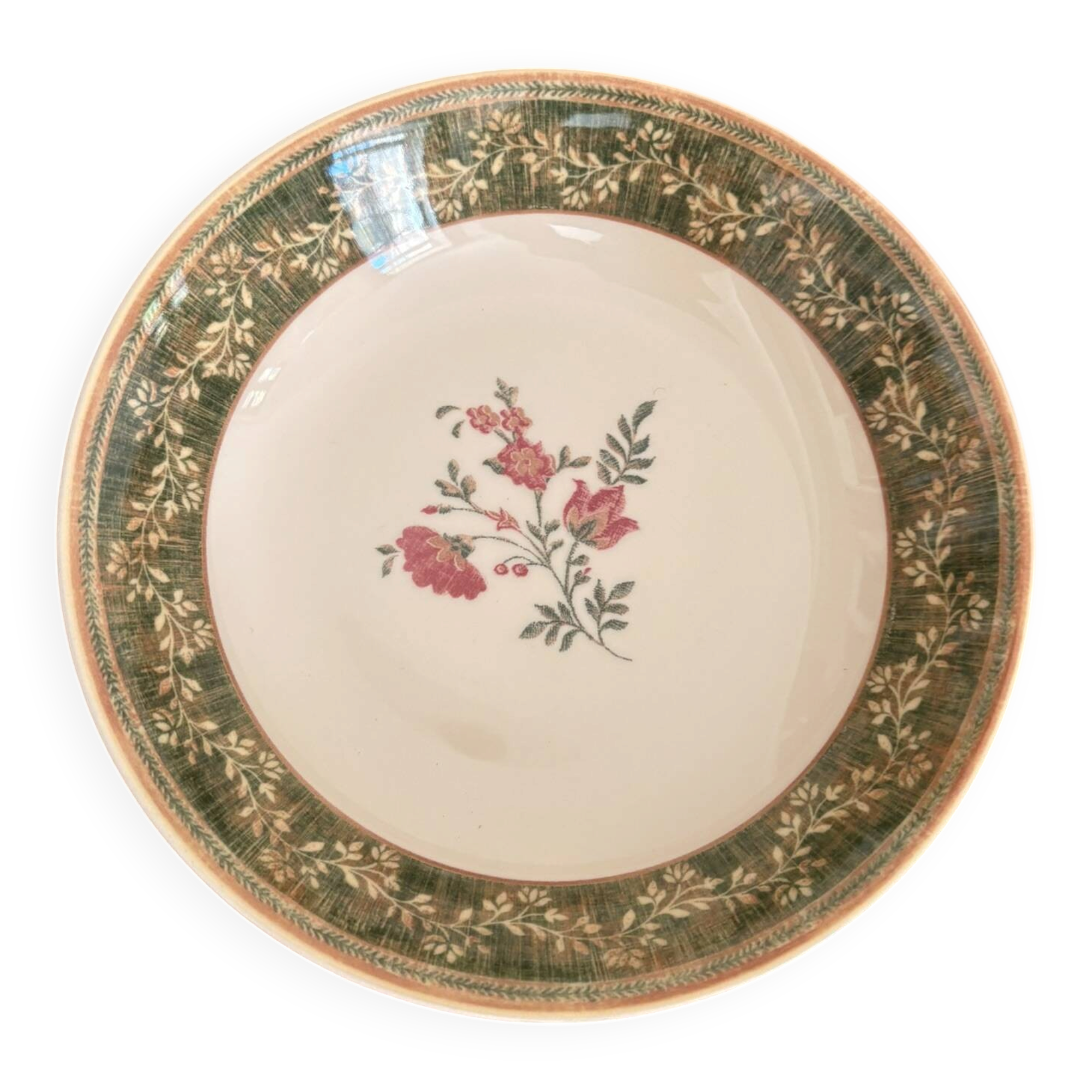 Lot of English earthenware deep plates by Johnson Brothers Ozark Flowers.