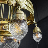 Antique high chandelier lamp gold-colored (brass) - circa 1890