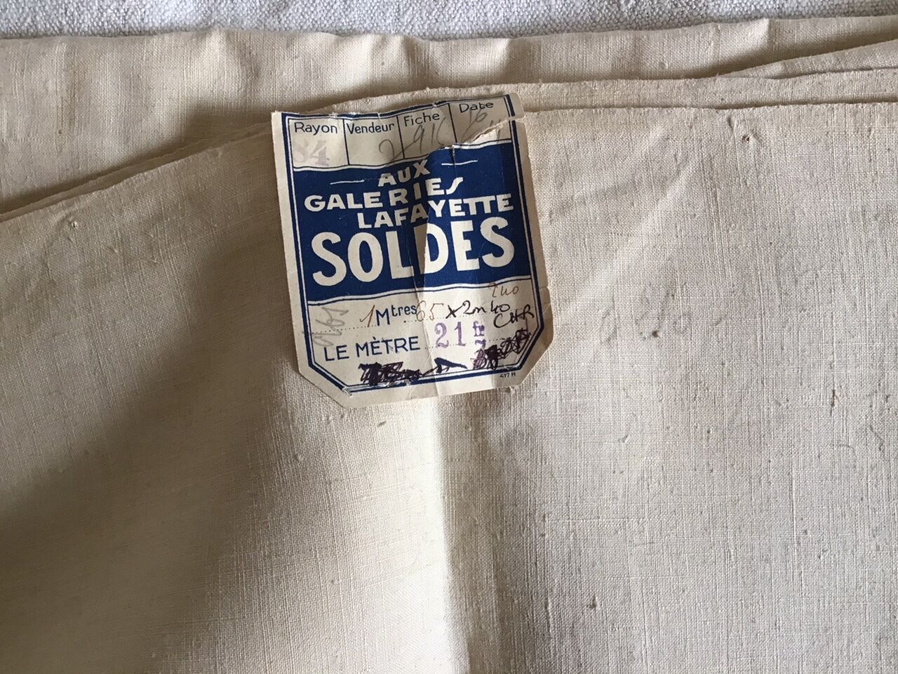 Vintage lining for tablecloth