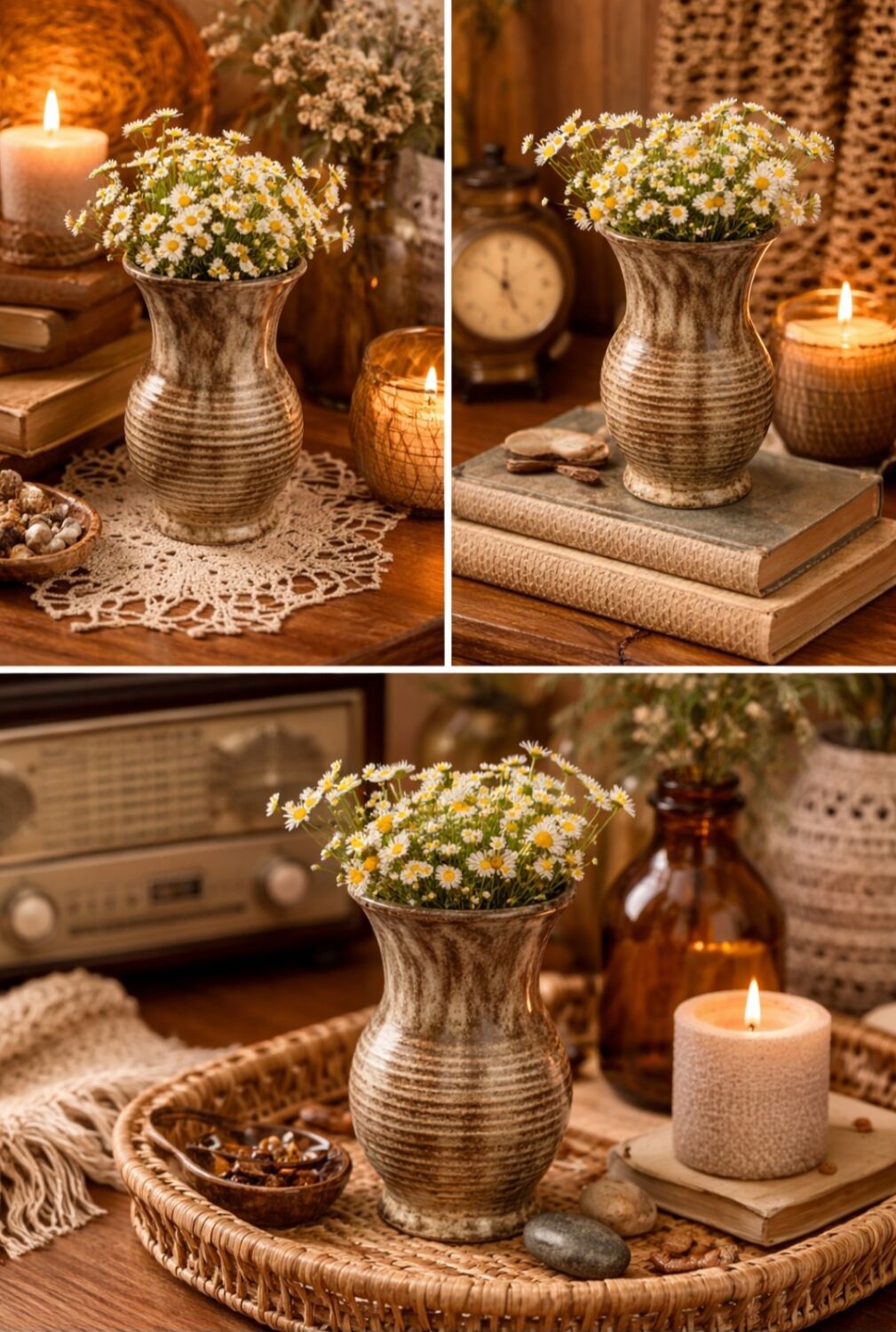 Vintage Artisanal Vase in Speckled Ceramic – Handmade (H 14cm)