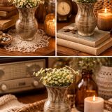 Vintage Artisanal Vase in Speckled Ceramic – Handmade (H 14cm)