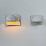 Pair of vintage Louis Poulsen wall lights, matte white lacquered metal, Sweden, 1980.