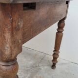 Table de Ferme rustique en chêne massif piètements louis Philippe 19ème -1m40