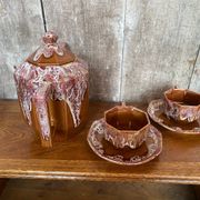 Ancienne théière gf art déco céramique flammée marron vintage