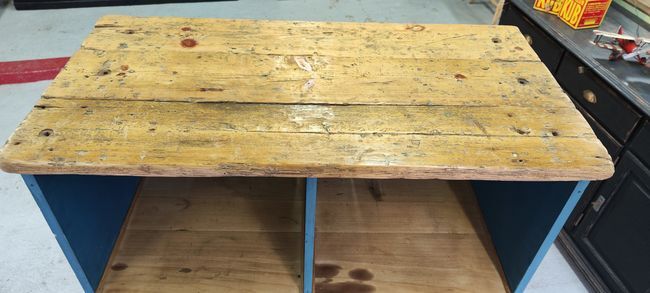 Old workshop furniture four drawers original blue patina