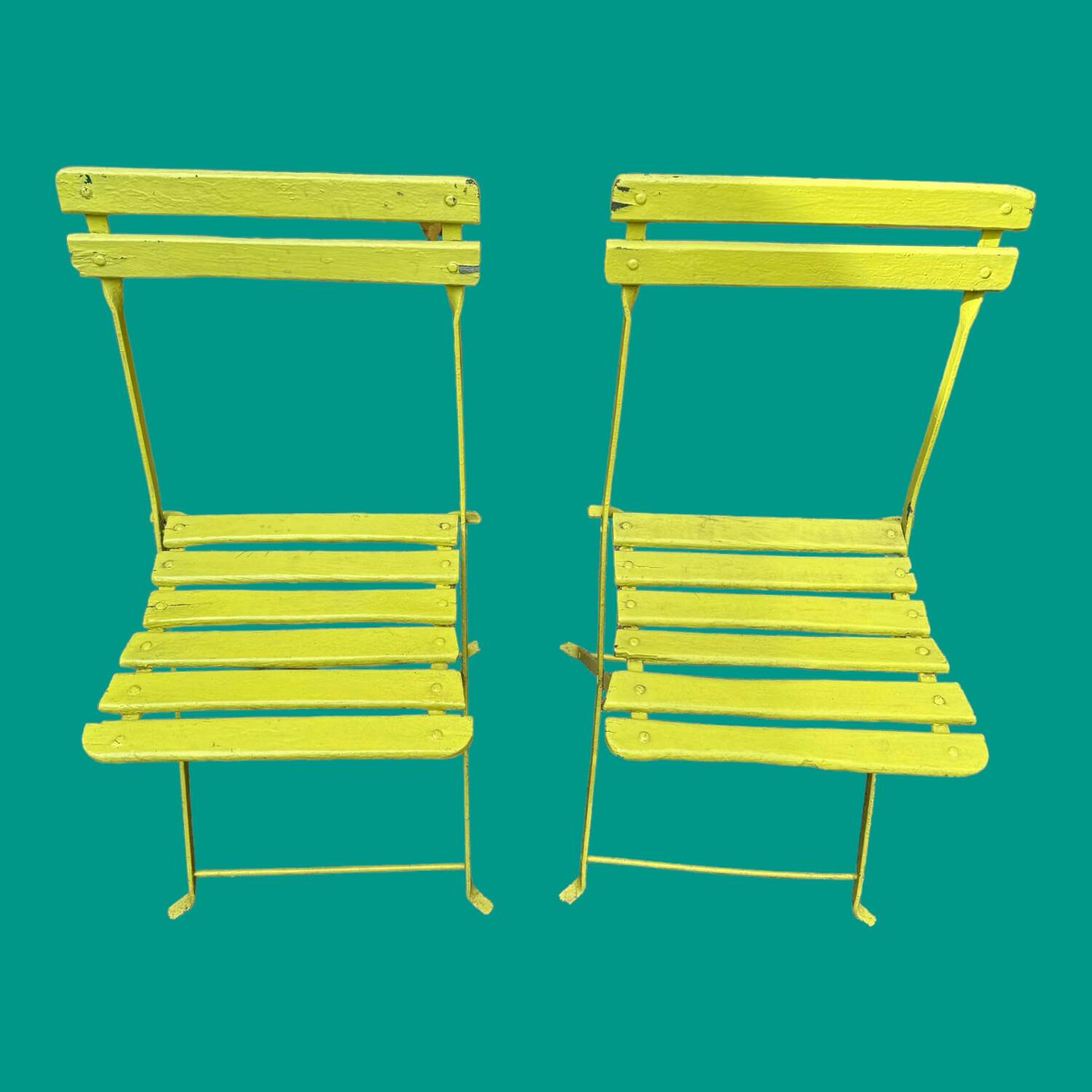 Two old folding garden chairs