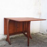 Vintage dining table console desk in teak and exotic wood from the 70s