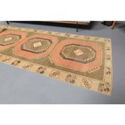 Couloir vintage turc Oushak fait main en laine et coton orange 101x295