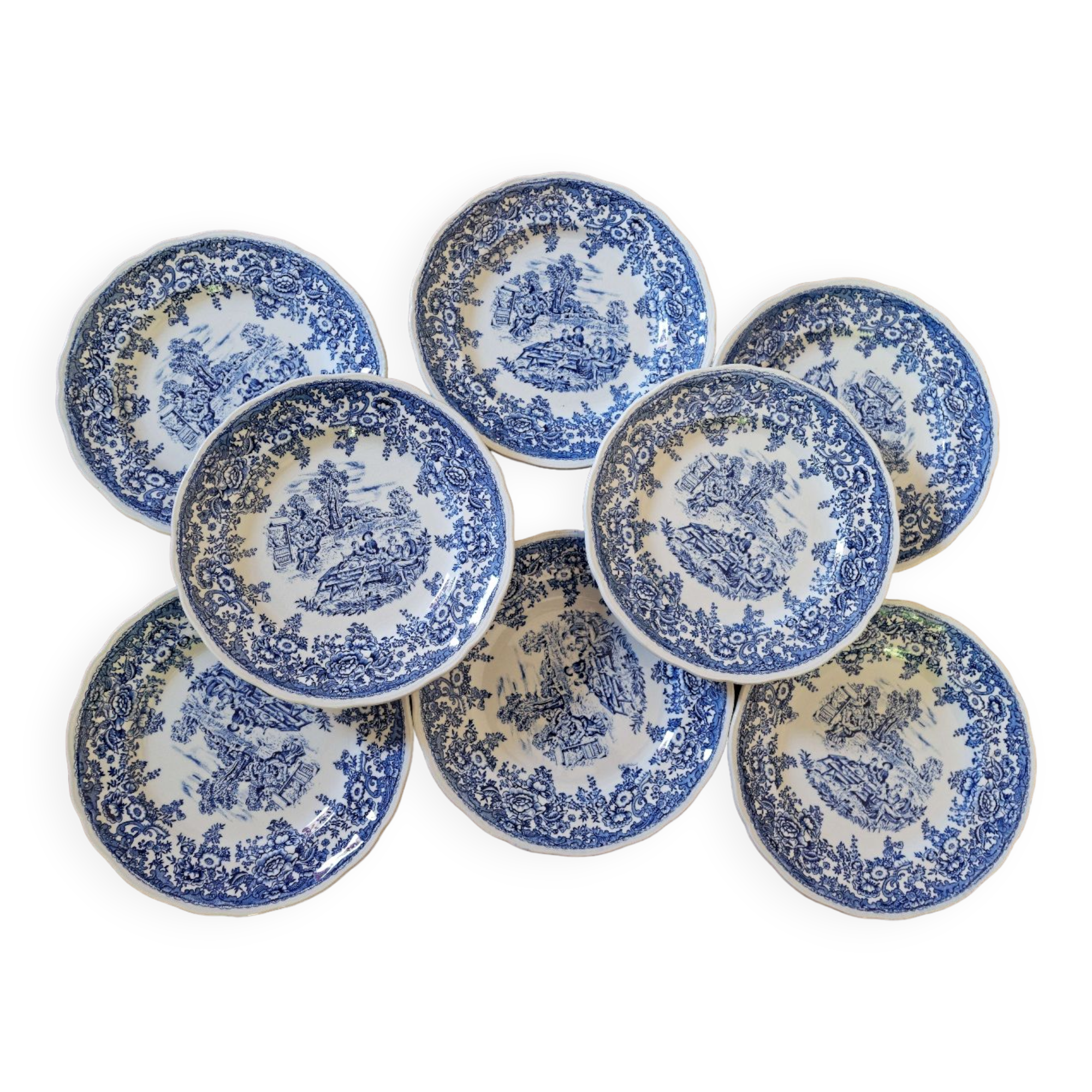 Lot 8 dessert plates K&G Lunéville country décor