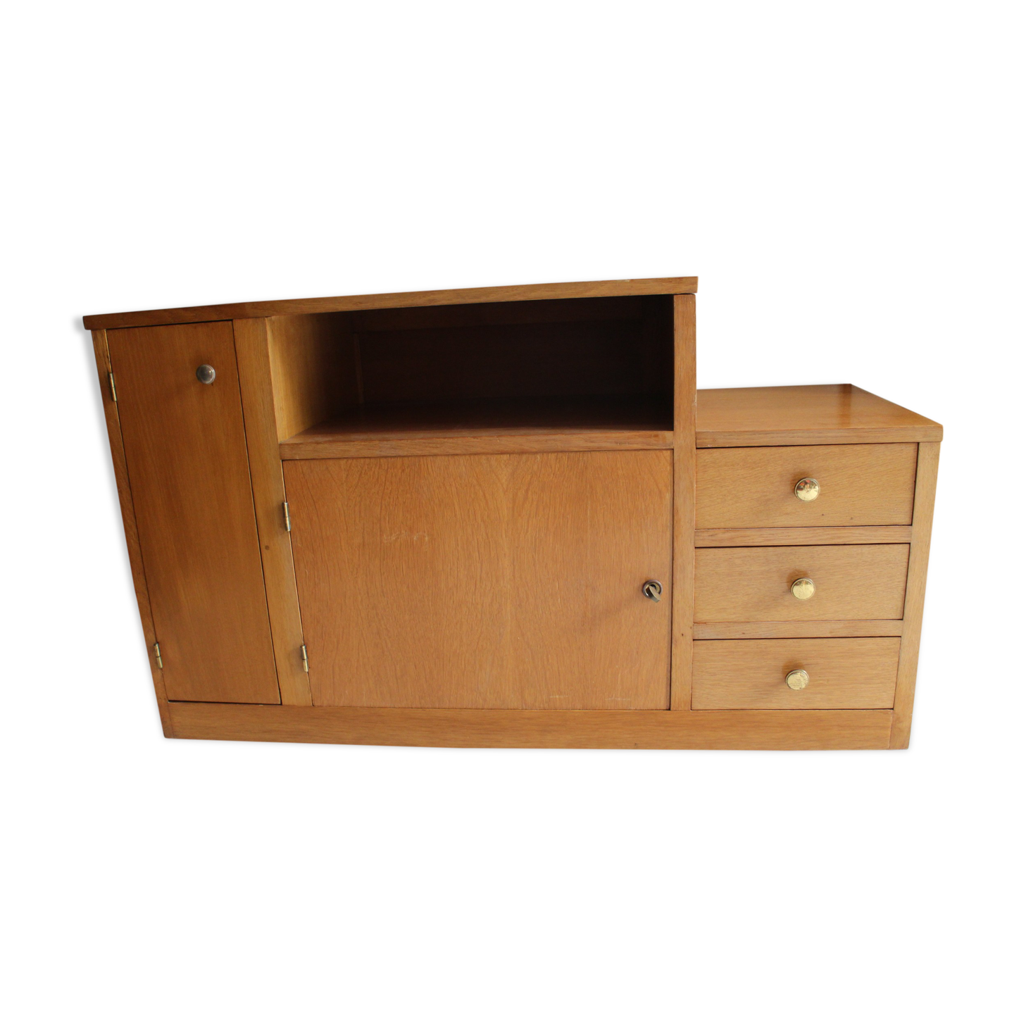 Asymmetrical chest of drawers light oak 1950
