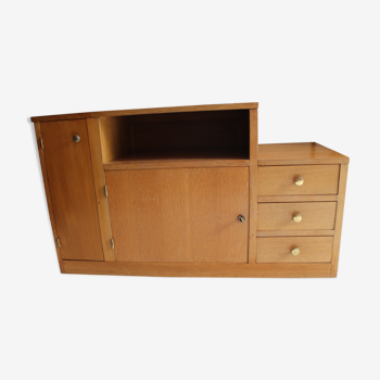 Asymmetrical chest of drawers light oak 1950