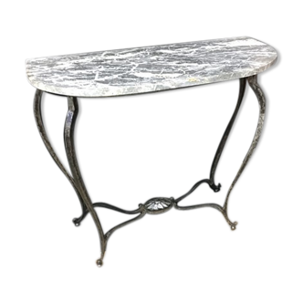 Wrought iron and marble console 1900 in the Louis XV style