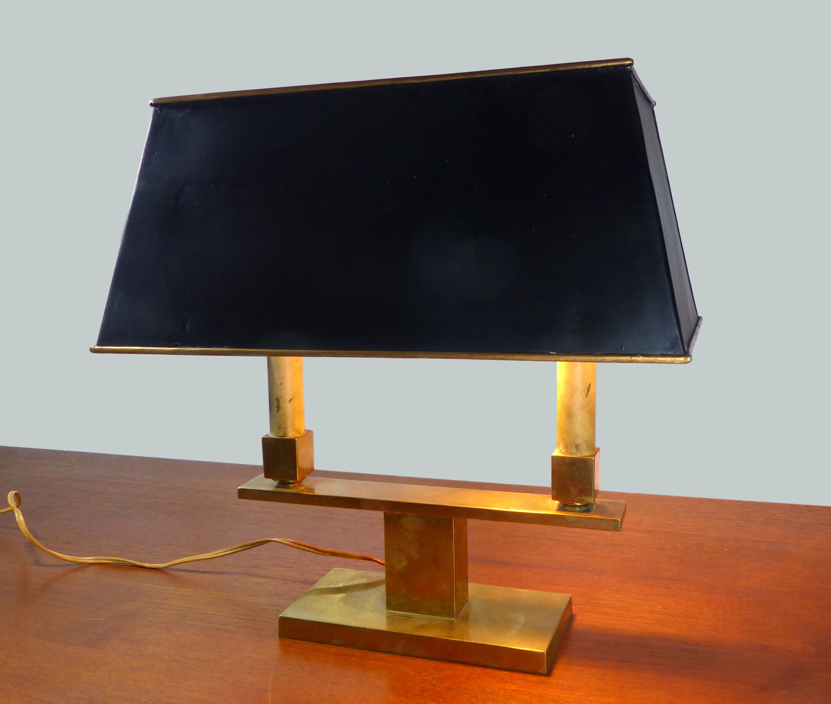Modernist gilt bronze table lamp