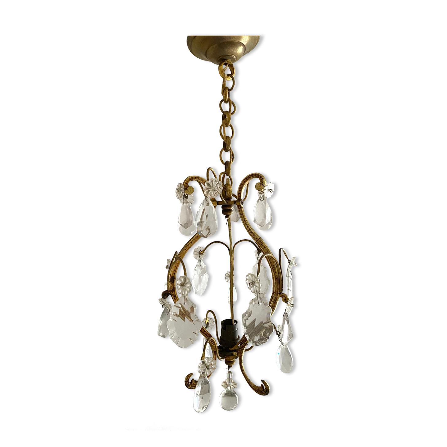 Lustre ancien pampilles en verre de murano