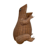 Wicker frog magazine holder by Olivier Cajan