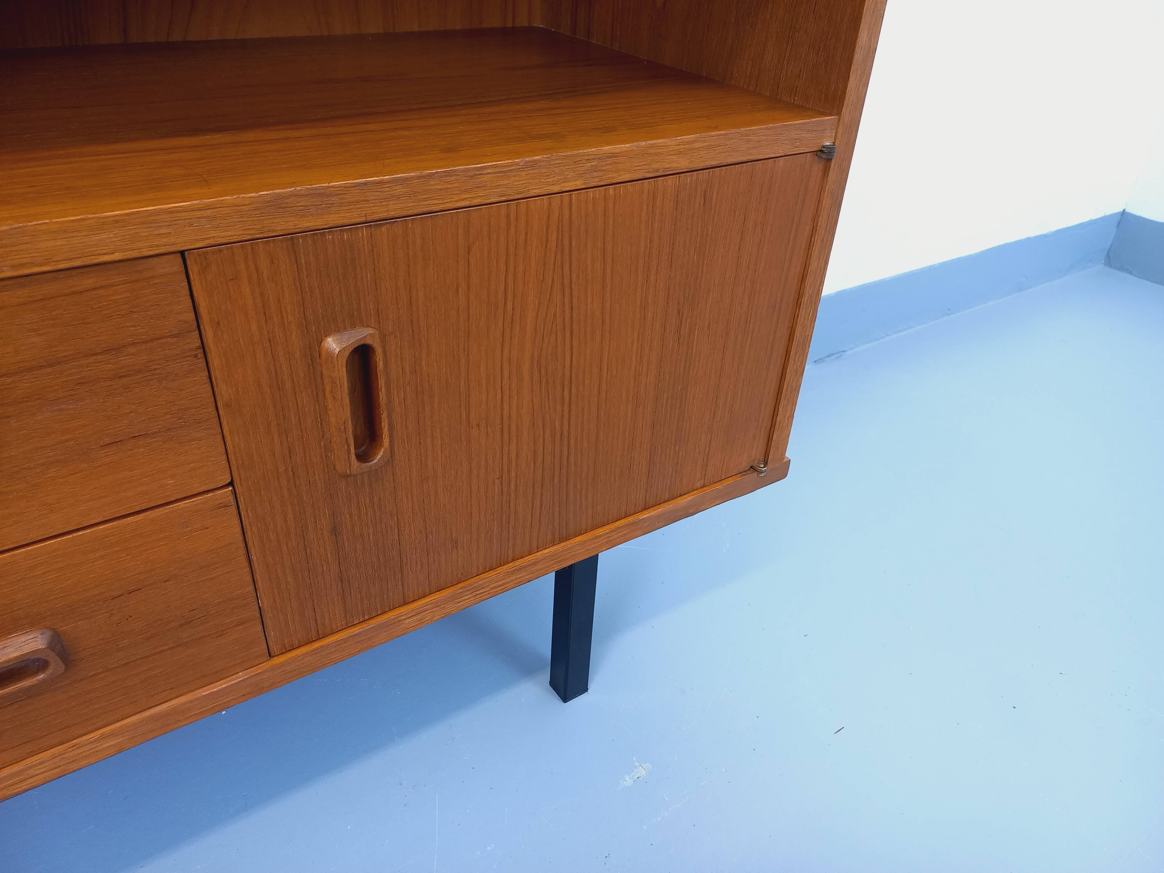 Vintage Scandinavian style secretary bookshelf storage furniture.