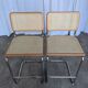 Ensemble de 2 chaises haute Bar Cesca / Design Marcel Breuer / Noyer clair, osier
