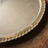 Old oval mirror gilded wood mercurized