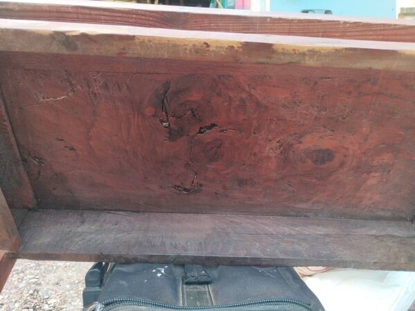 Console ancienne style empire bois avec plateau marbre