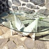 Table basse en verre et travertin
