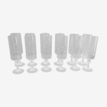 12 crystal champagne flutes