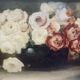 Tableau bouquet de roses signé Dworak début 20e + Cadre Post Impressionniste