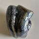 Miniature owl figurine in raku ceramic by Annie Maume, Vintage 1970.