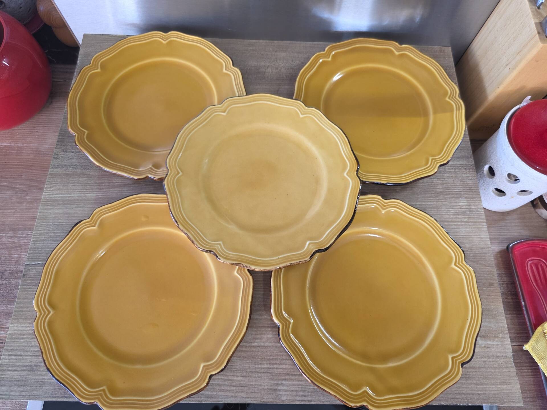5 Dieulefit Milon plates in glazed earthenware
