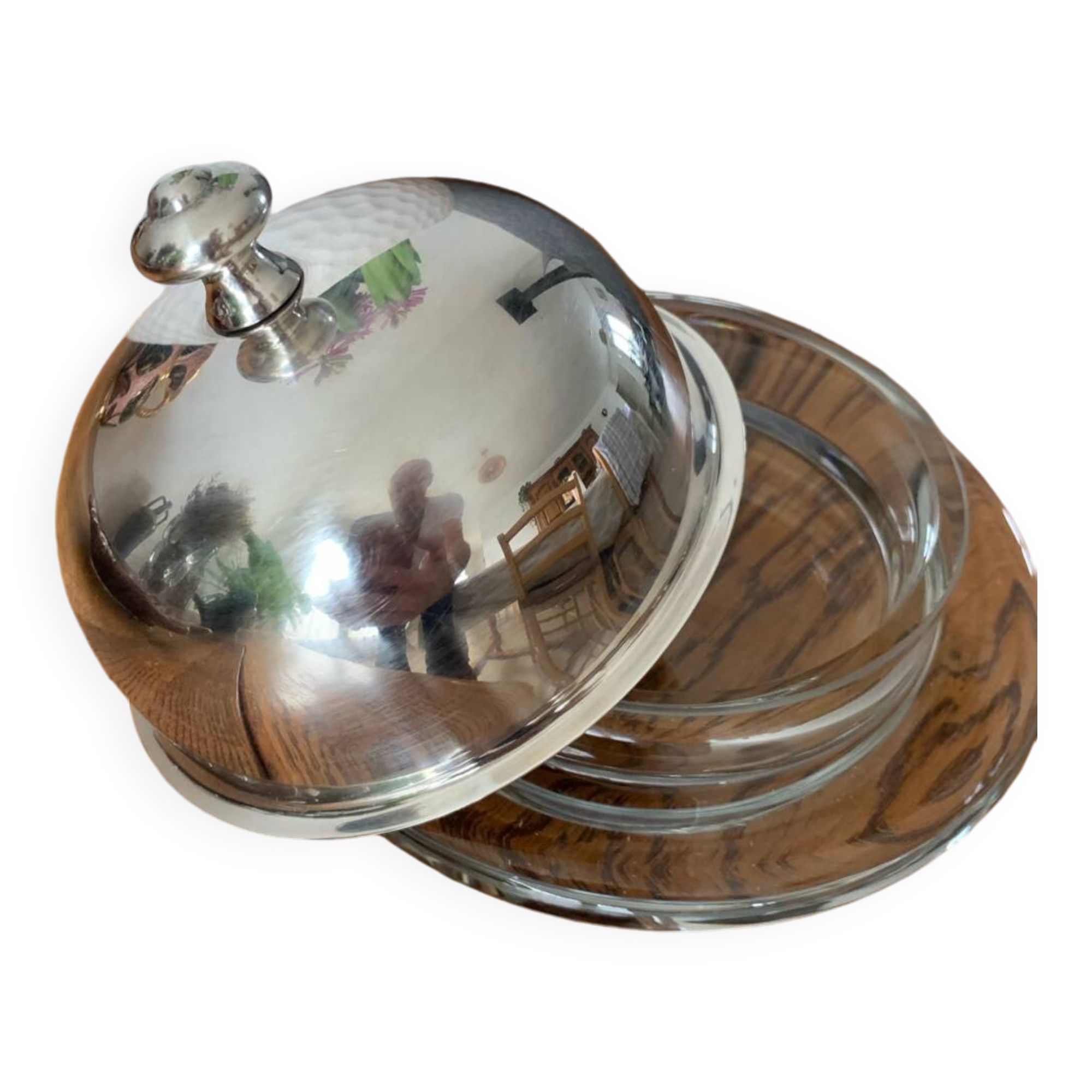 Saint Hilaire - butter dish under silver metal bell or caviar dish.